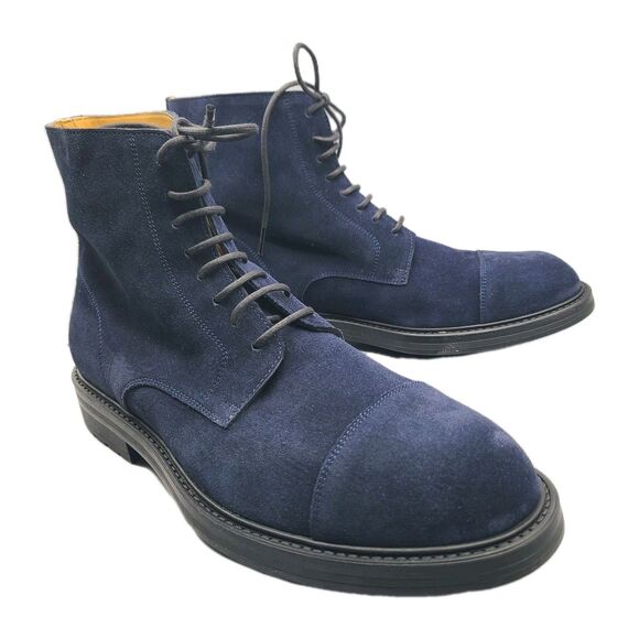 Magnanni "Polar" Lace Up Suede Ankle Lace Up Boots Navy Suede Mens Sz 11 New - Picture 1 of 9